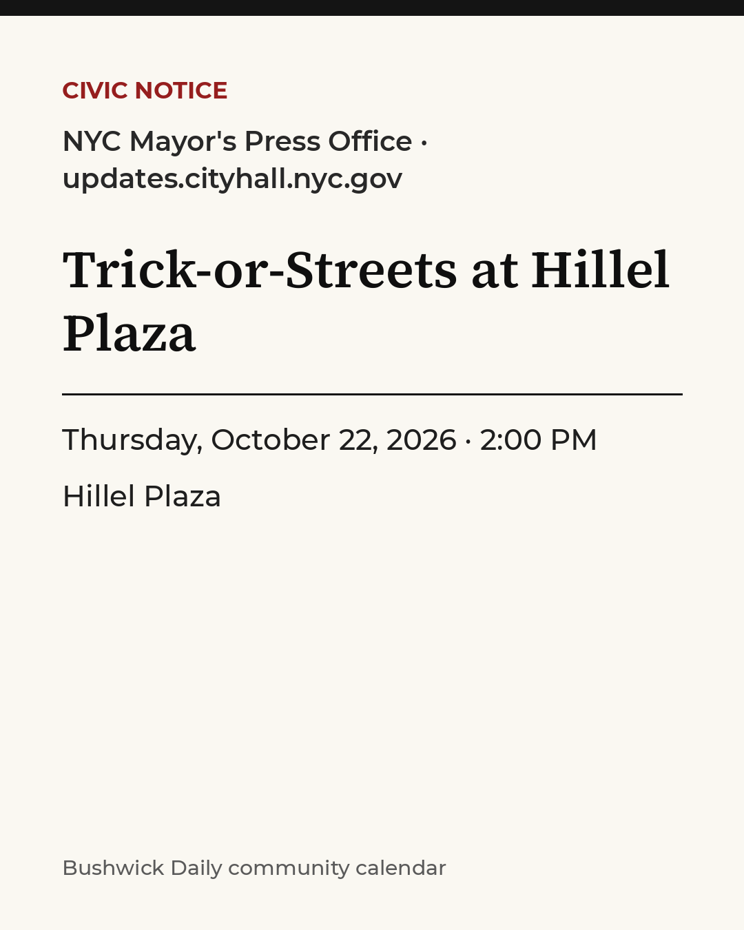 Flyer for Trick-or-Streets at Hillel Plaza