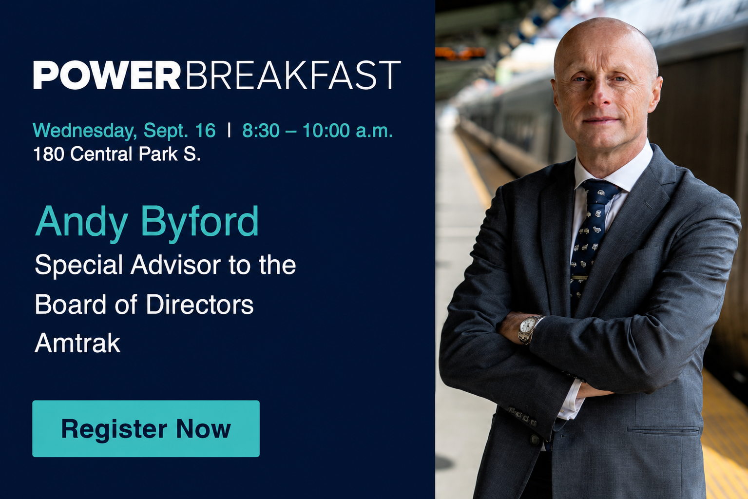 Flyer for Power Breakfast with Andy Byford