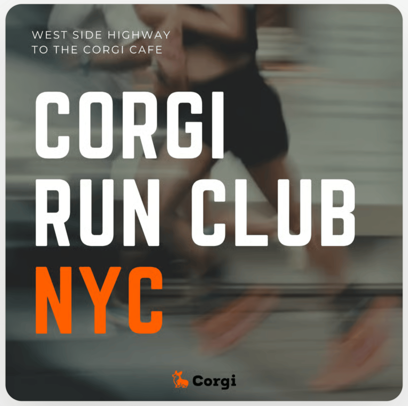 Flyer for CORGI RUN CLUB NYC