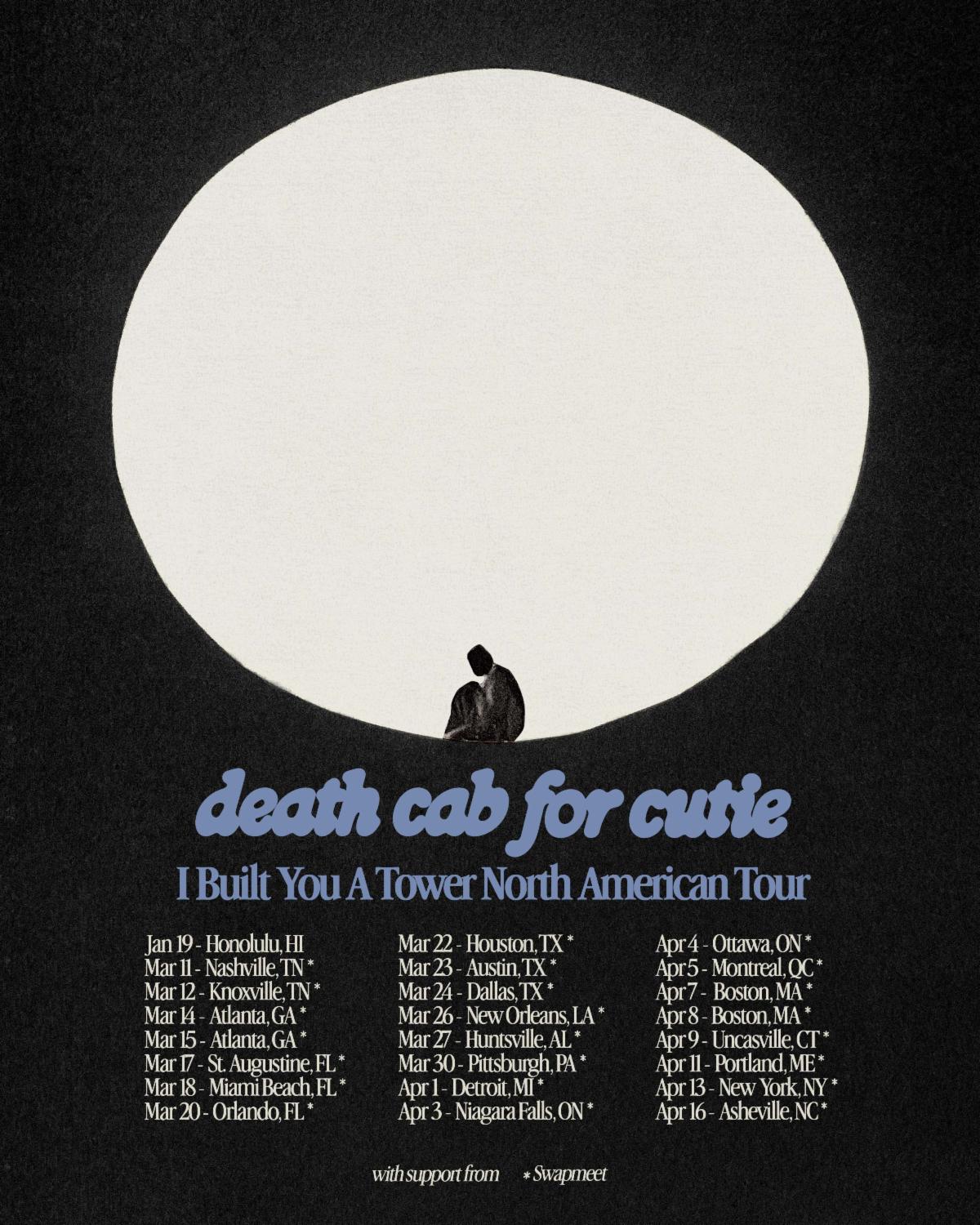 Flyer for Death Cab for Cutie: I Built You A Tower North American Tour