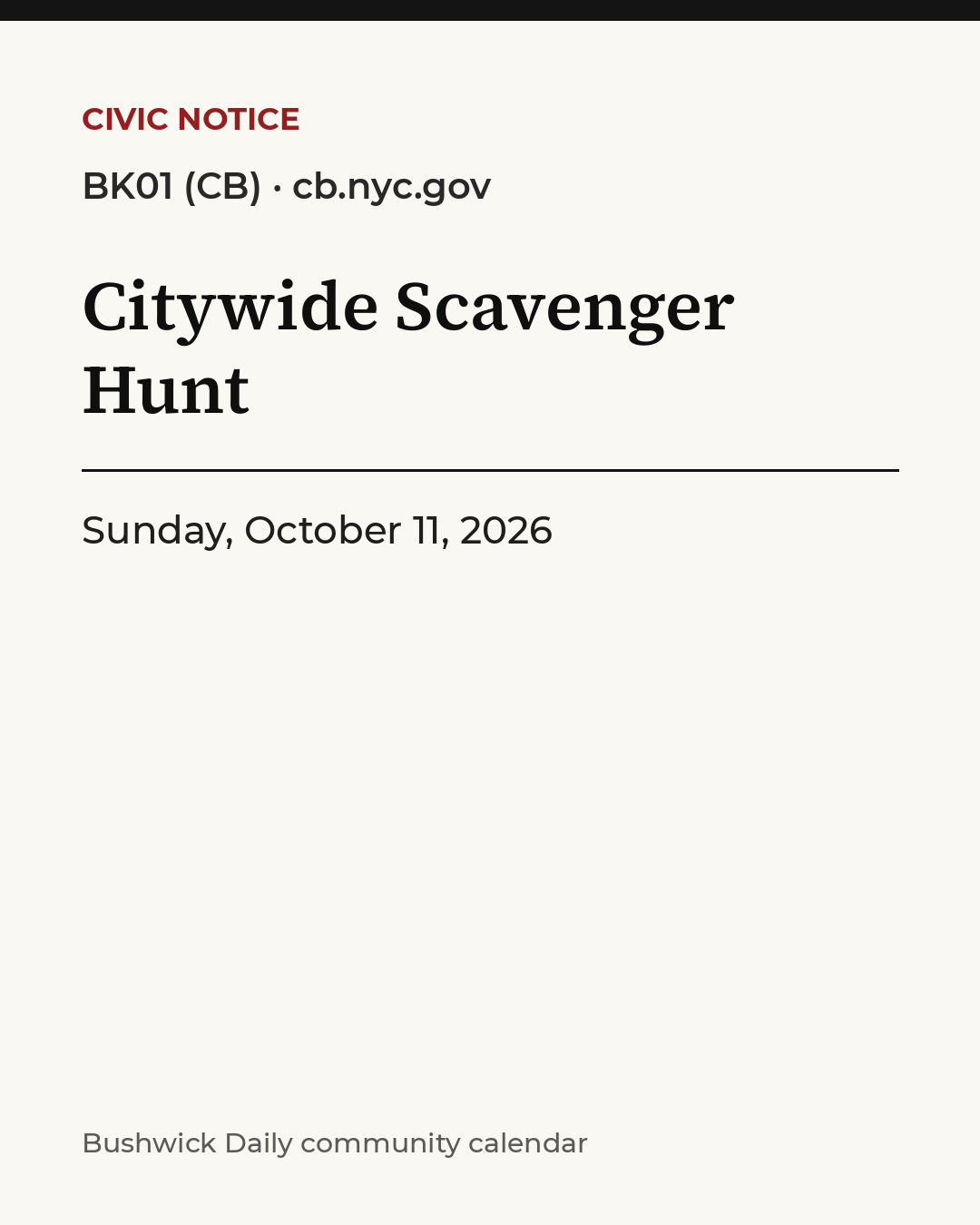 Flyer for Citywide Scavenger Hunt