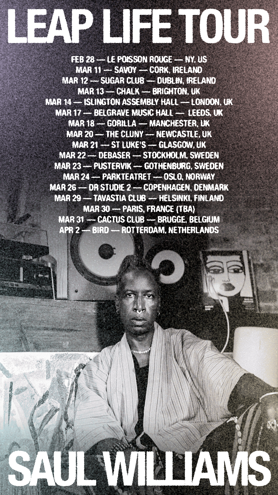 Flyer for Saul Williams at Le Poisson Rouge