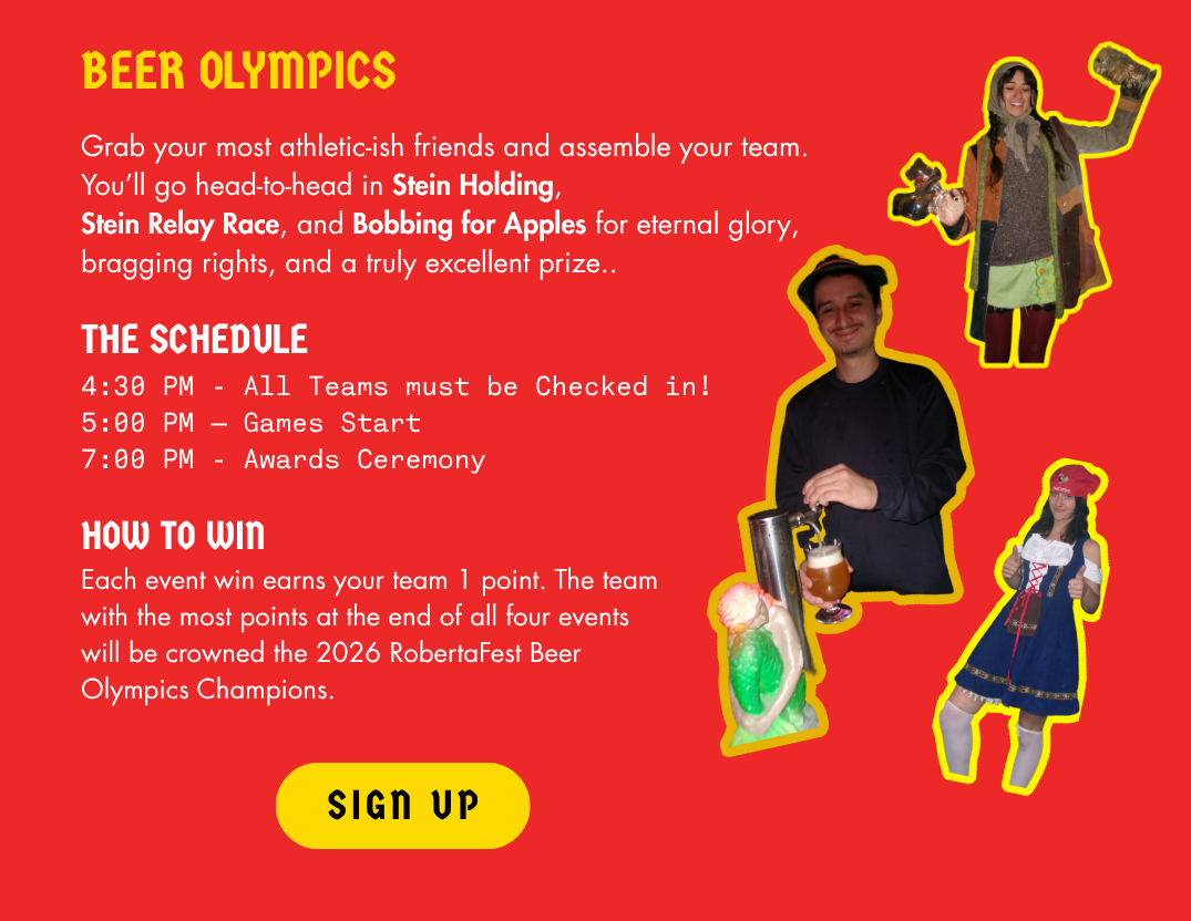 Flyer for RobertaFest Beer Olympics