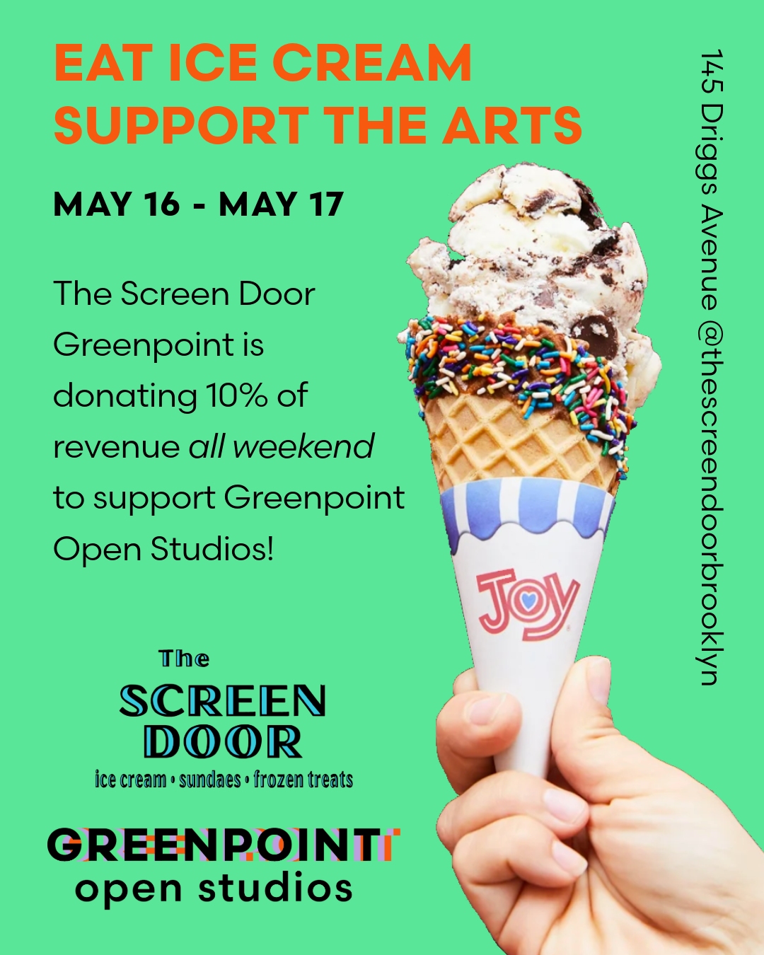 Flyer for Ice Cream Fundraiser for Greenpoint Open Studios
