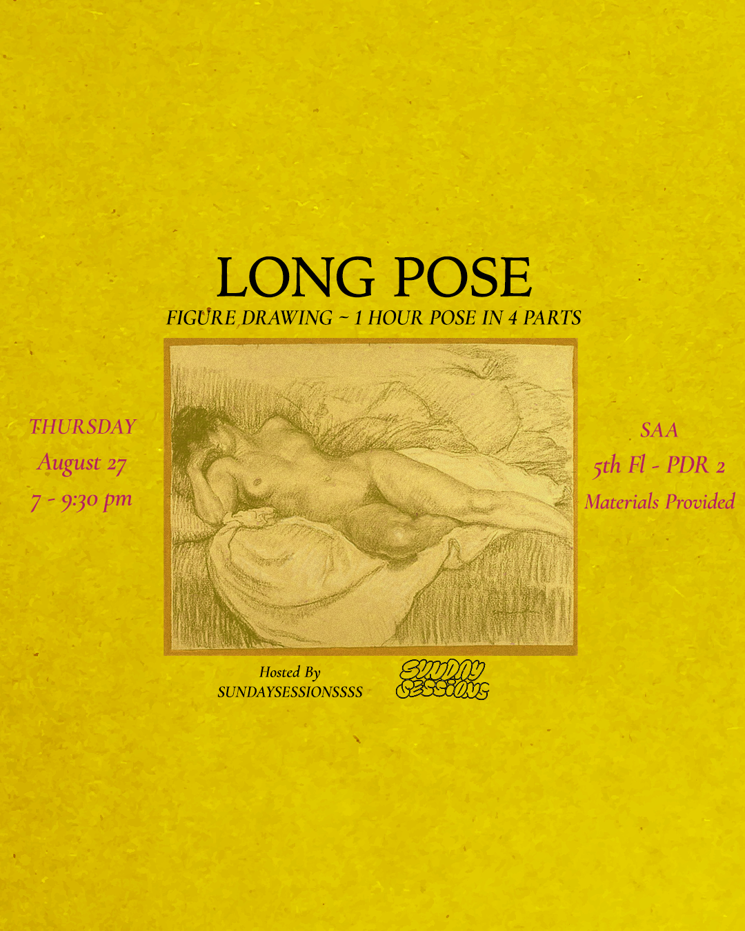 Flyer for Long Pose: Figure Drawing