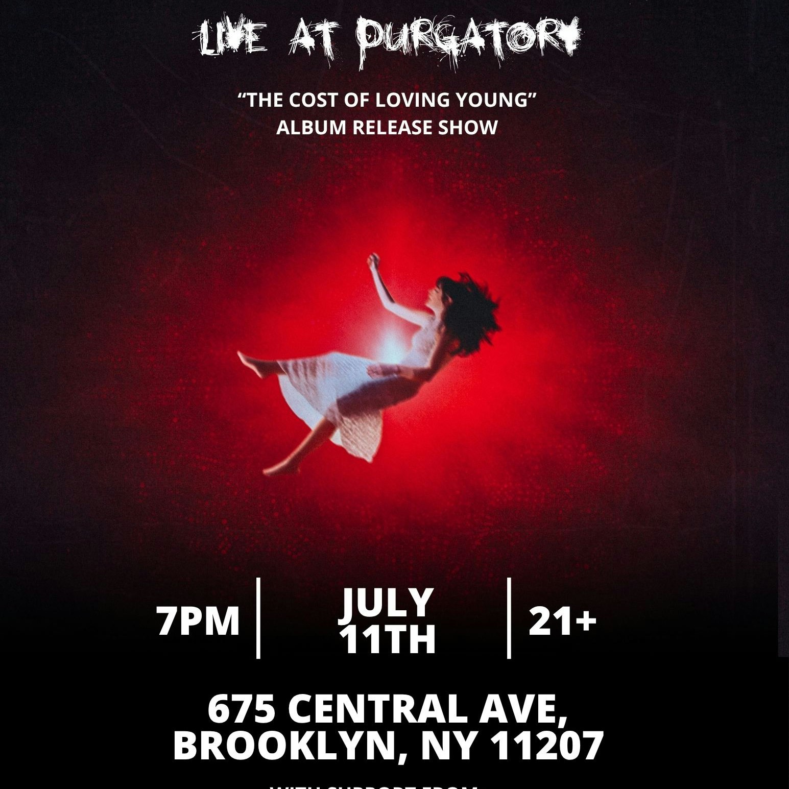 Flyer for "THE COST OF LOVING YOUNG" ALBUM RELEASE SHOW
