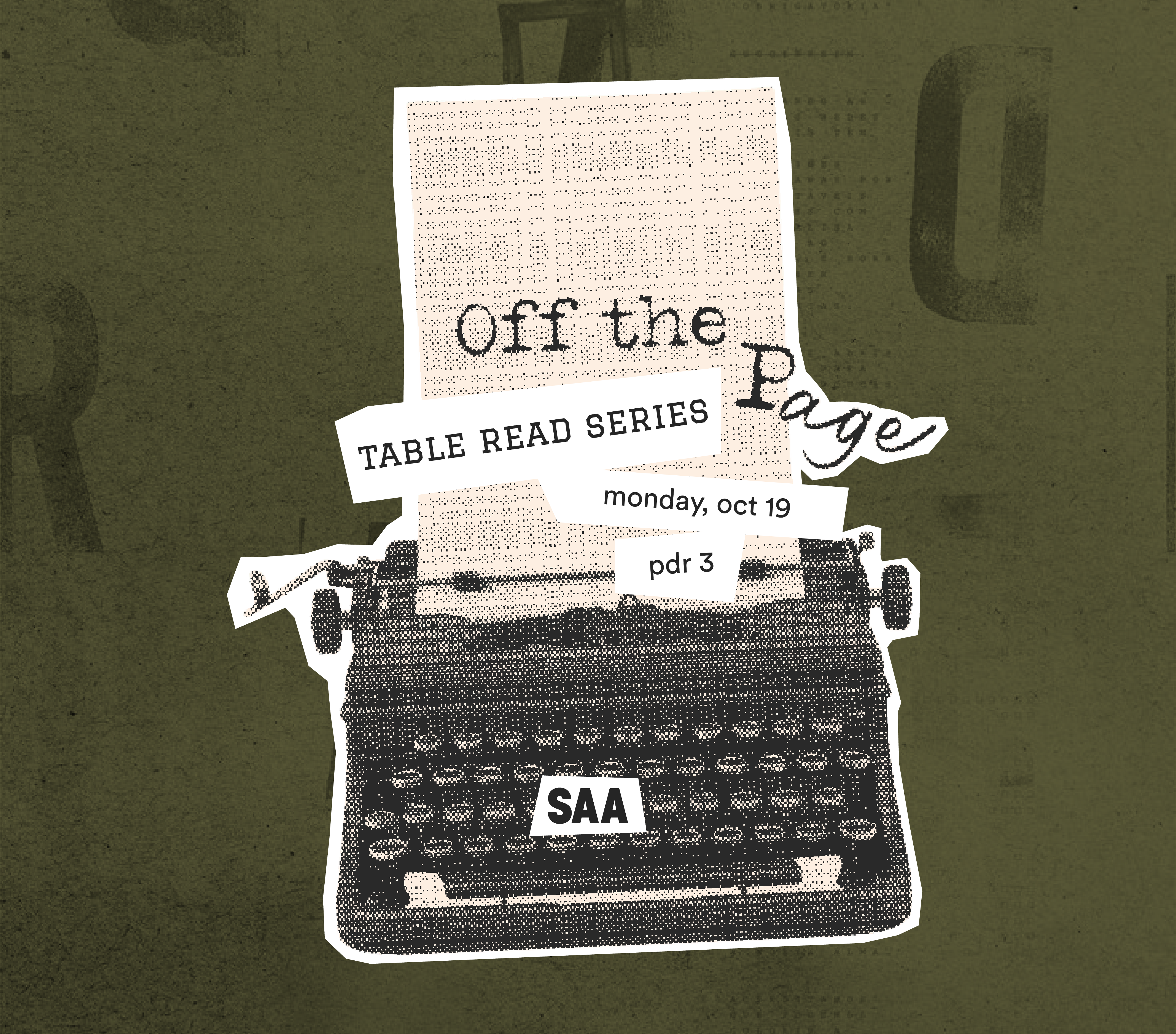 Flyer for Off the Page Table Read Series
