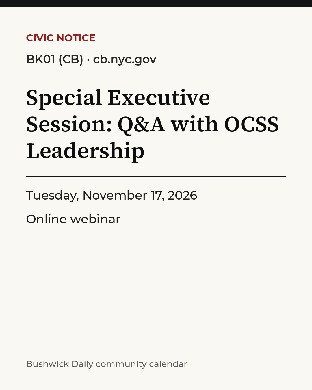 Flyer for Special Executive Session: Q&A with OCSS Leadership