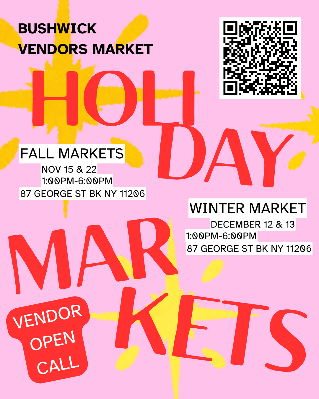 Flyer for Bushwick Vendors Market - Winter Market