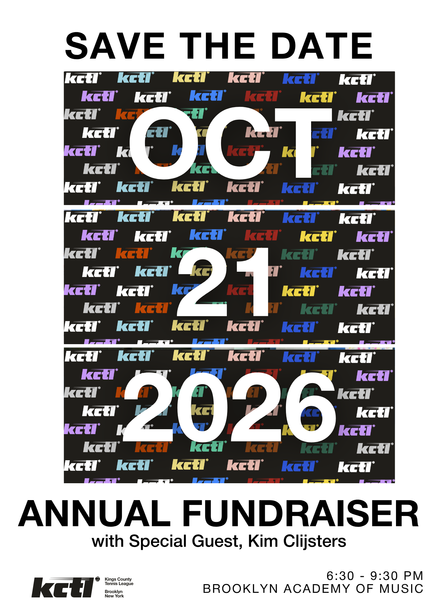 Flyer for KCTL Annual Fundraiser with Special Guest, Kim Clijsters
