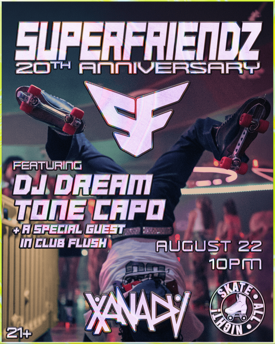 Flyer for SUPERFRIENDZ 20th ANNIVERSARY