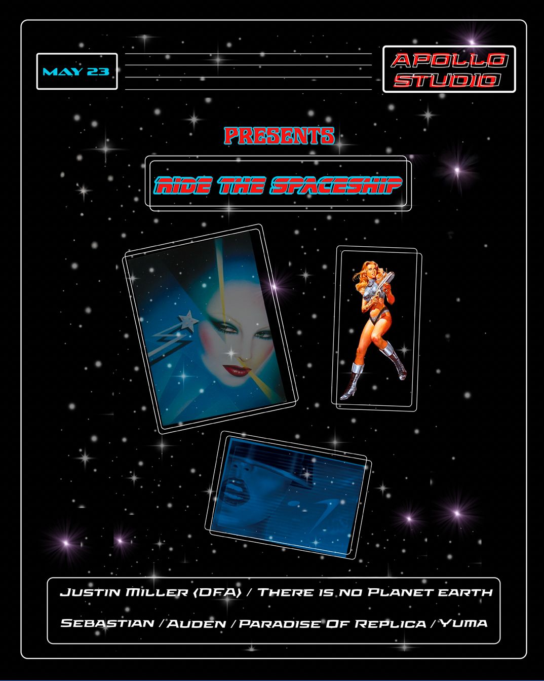 Flyer for Ride The Spaceship (Justin Miller (DFA), There Is.No Planet Earth, Sebastian, Auden, Paradise of Replica, Yuma)