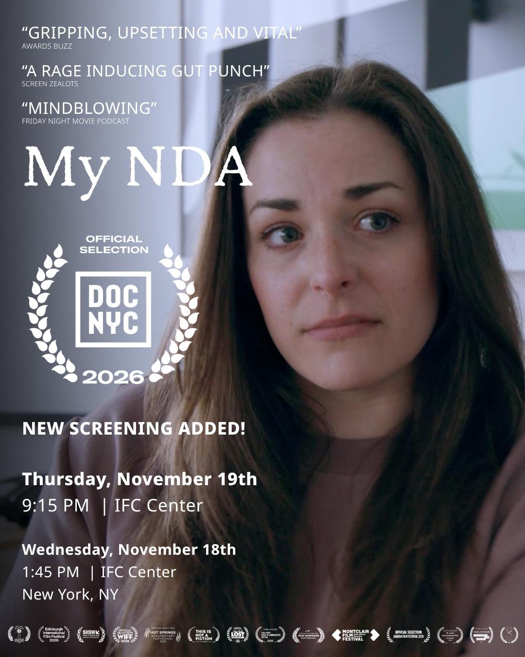 Flyer for My NDA - DOC NYC Screening