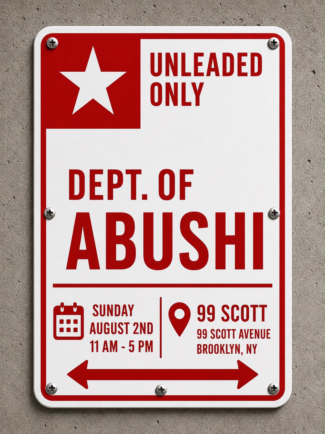 Flyer for ABUSHI X 99 SCOTT CAR SHOW