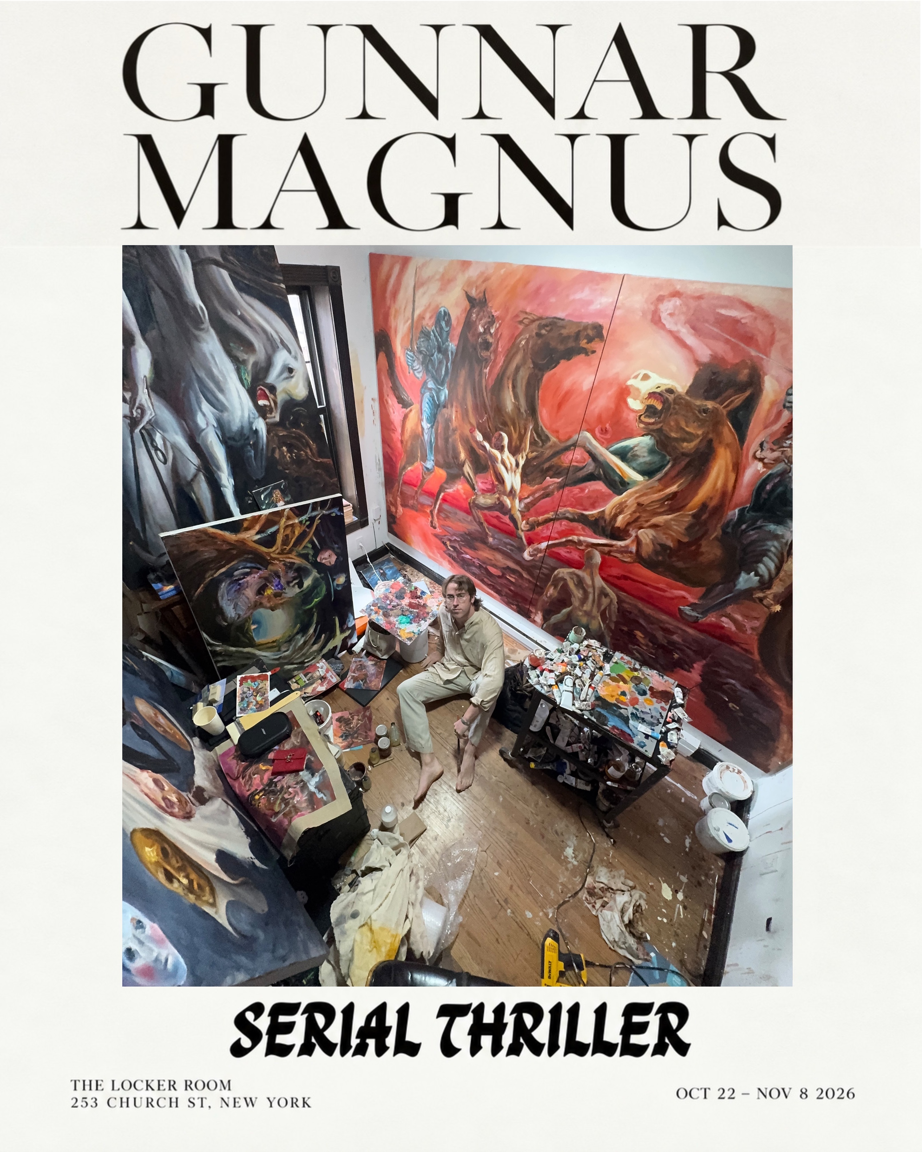 Flyer for Gunnar Magnus's solo exhibition SERIAL THRILLER
