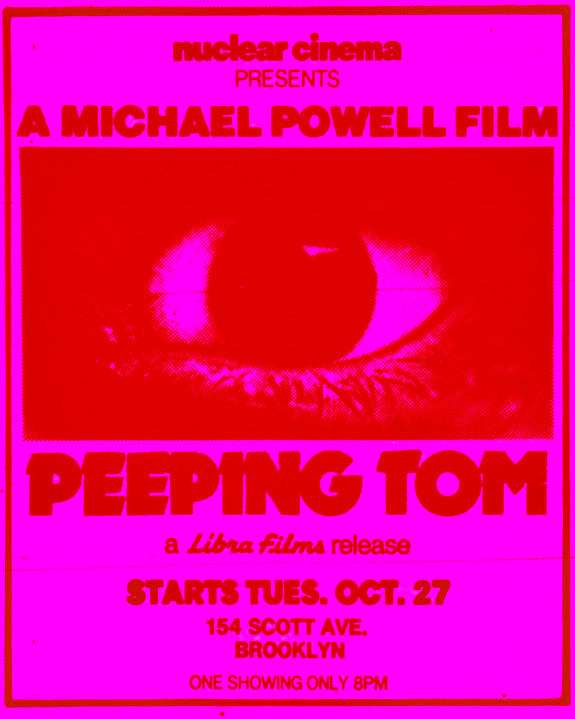 Flyer for PEEPING TOM Film Screening