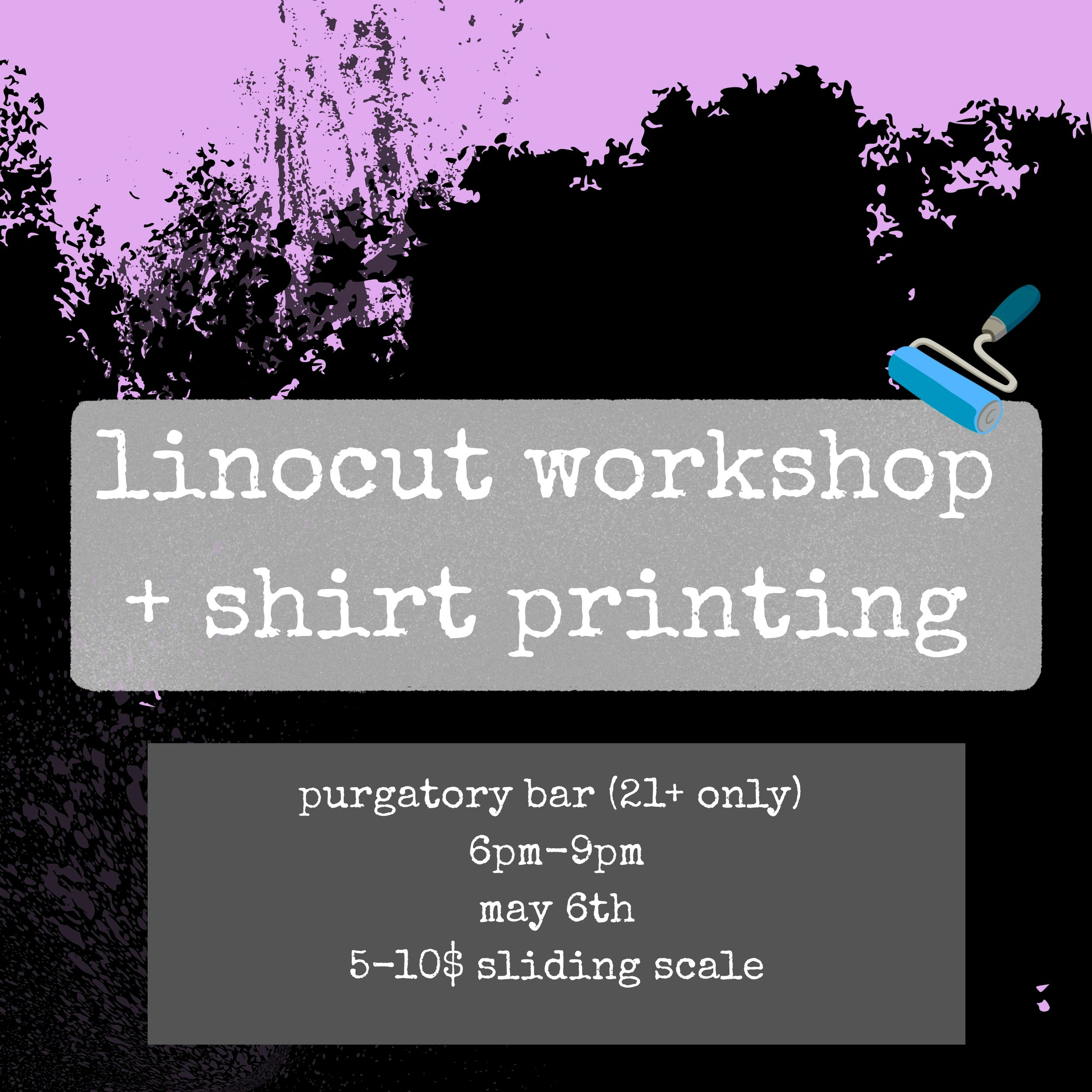 Flyer for linocut workshop + shirt printing