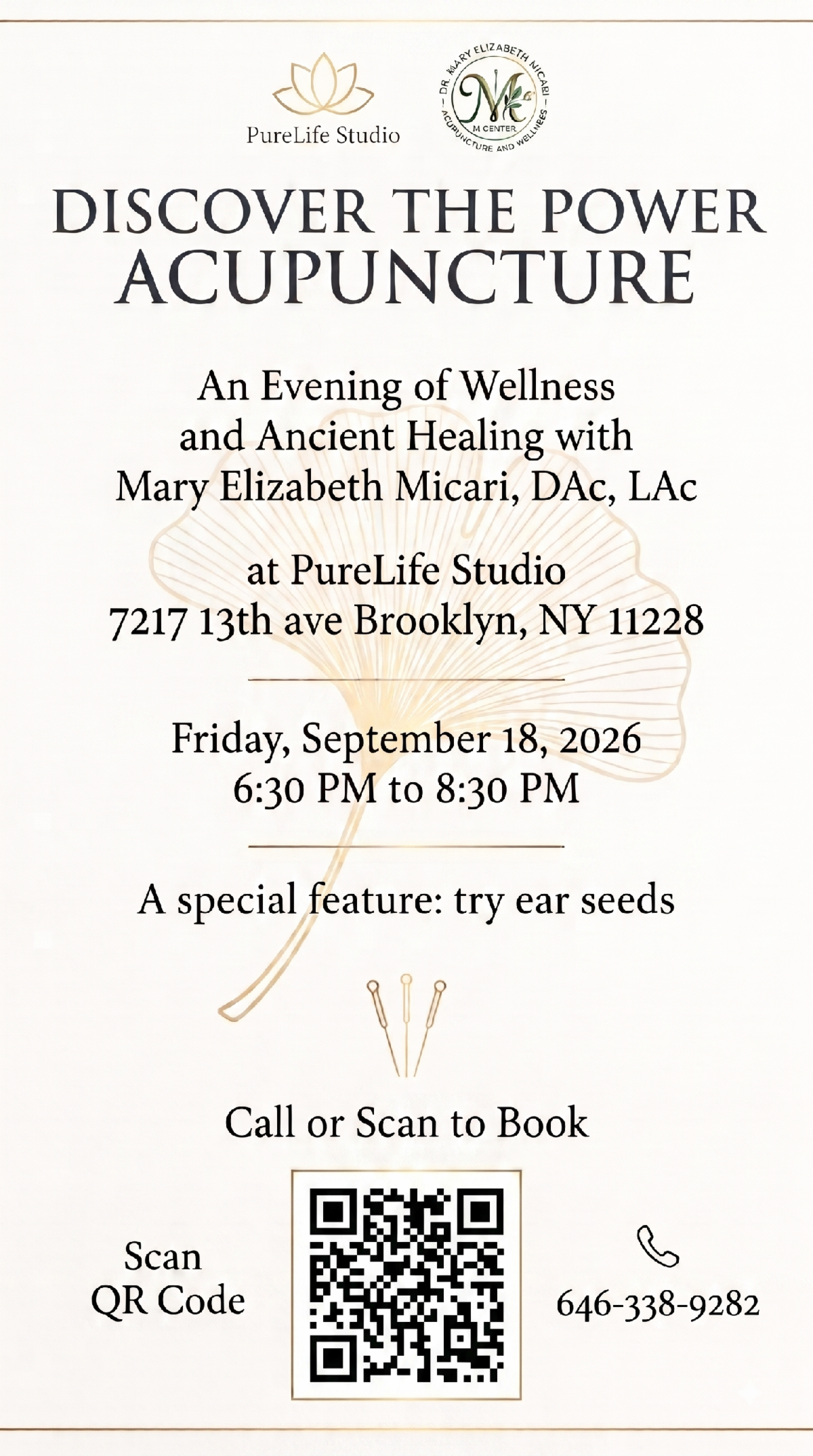 Flyer for An Evening of Wellness and Ancient Healing with Mary Elizabeth Micari