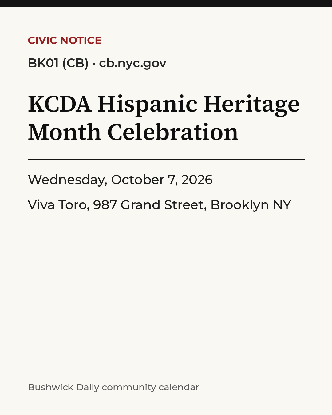 Flyer for KCDA Hispanic Heritage Month Celebration