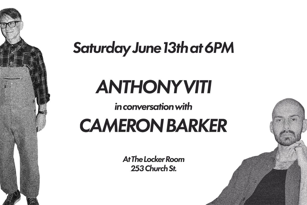 Flyer for Anthony Viti Artist Talk in conversation with Cameron Barker