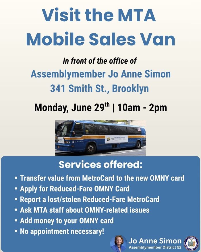 Flyer for Visit the MTA Mobile Sales Van