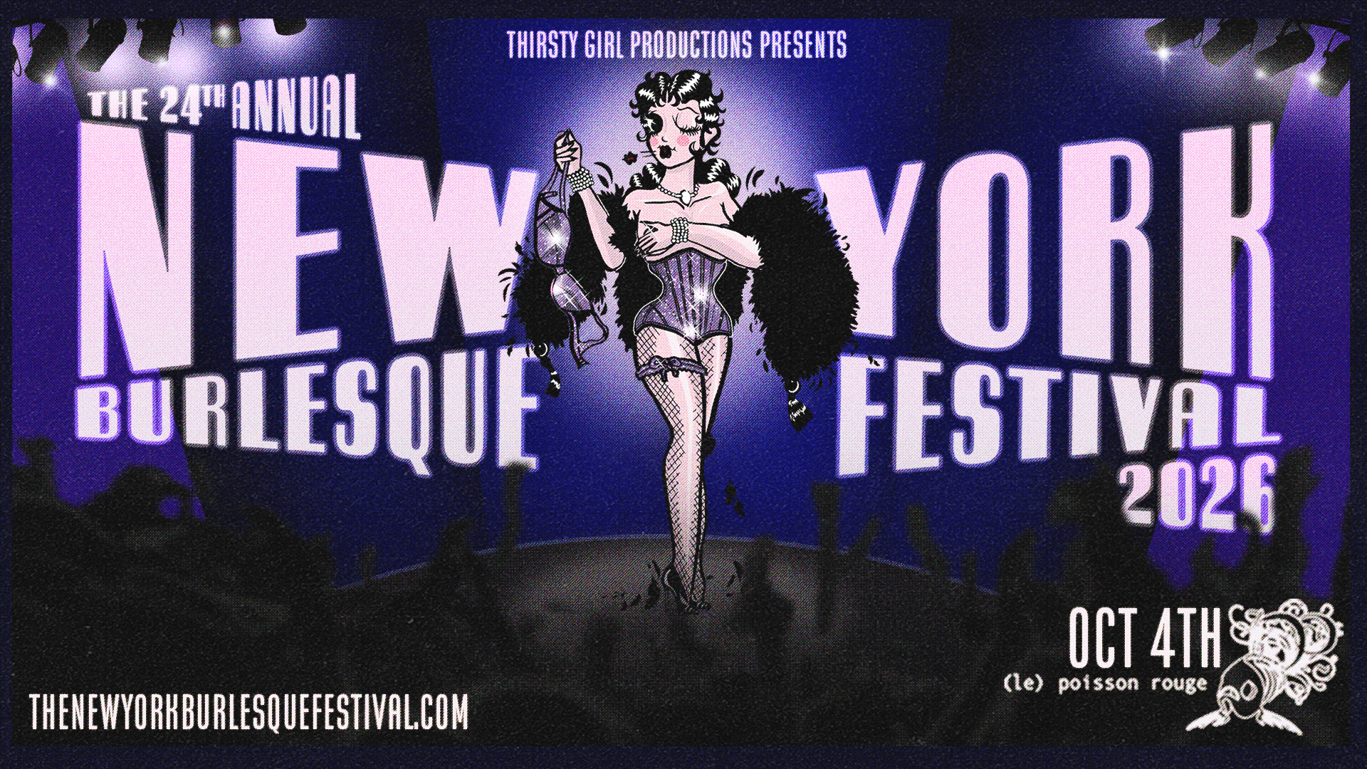 Flyer for THE 24th ANNUAL NEW YORK BURLESQUE FESTIVAL 2026