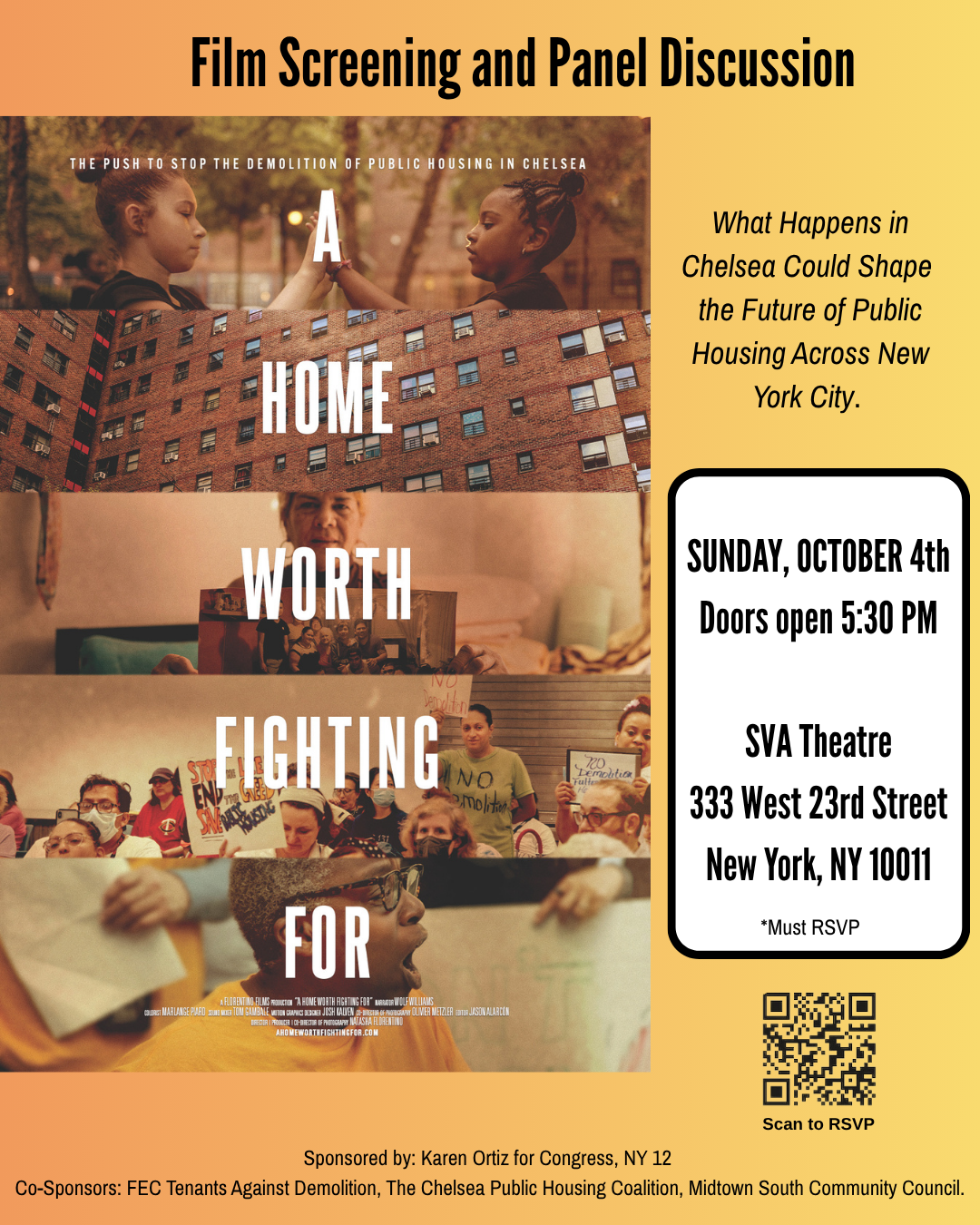 Flyer for Film Screening and Panel Discussion: A Home Worth Fighting For