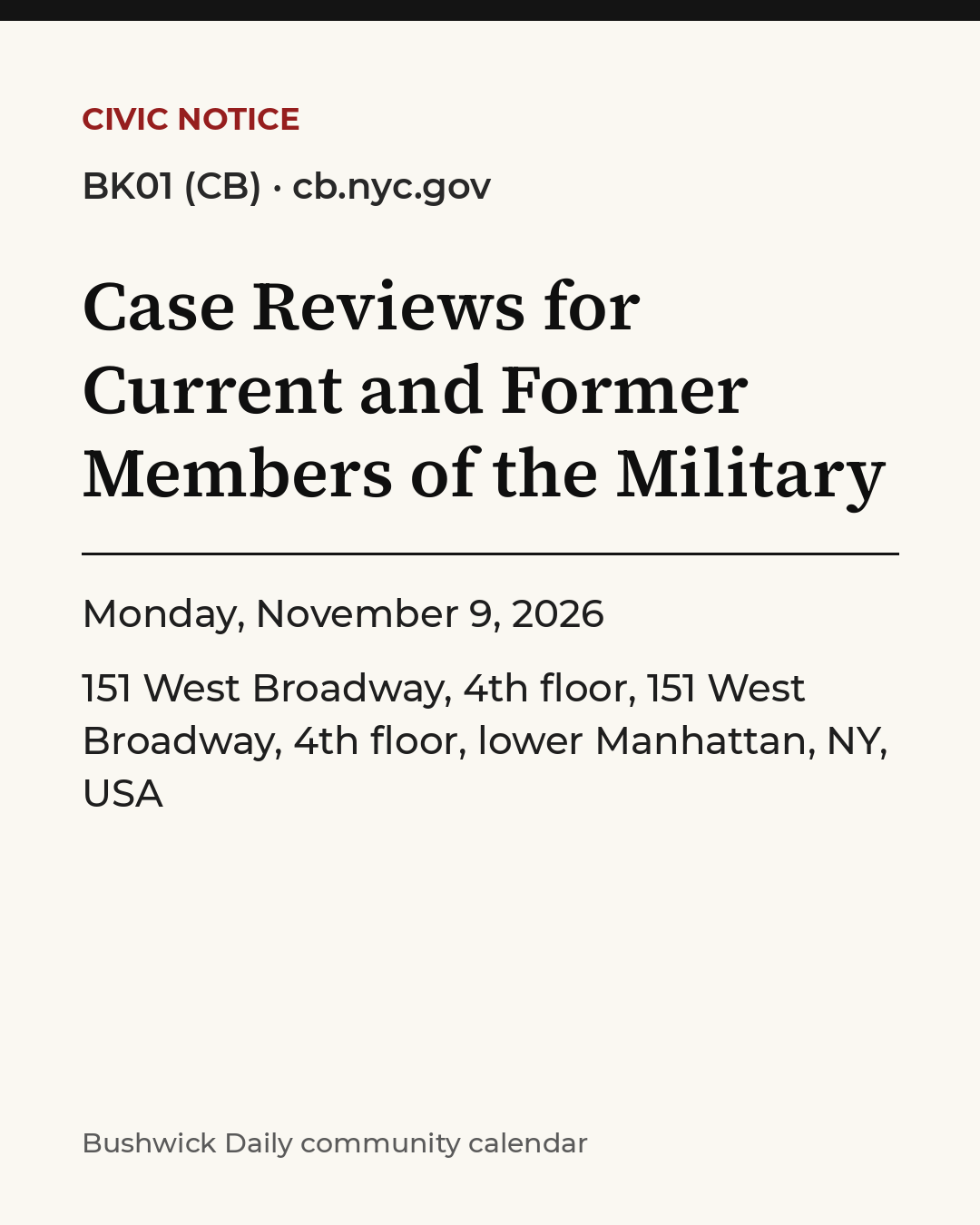 Flyer for Case Reviews for Current and Former Members of the Military