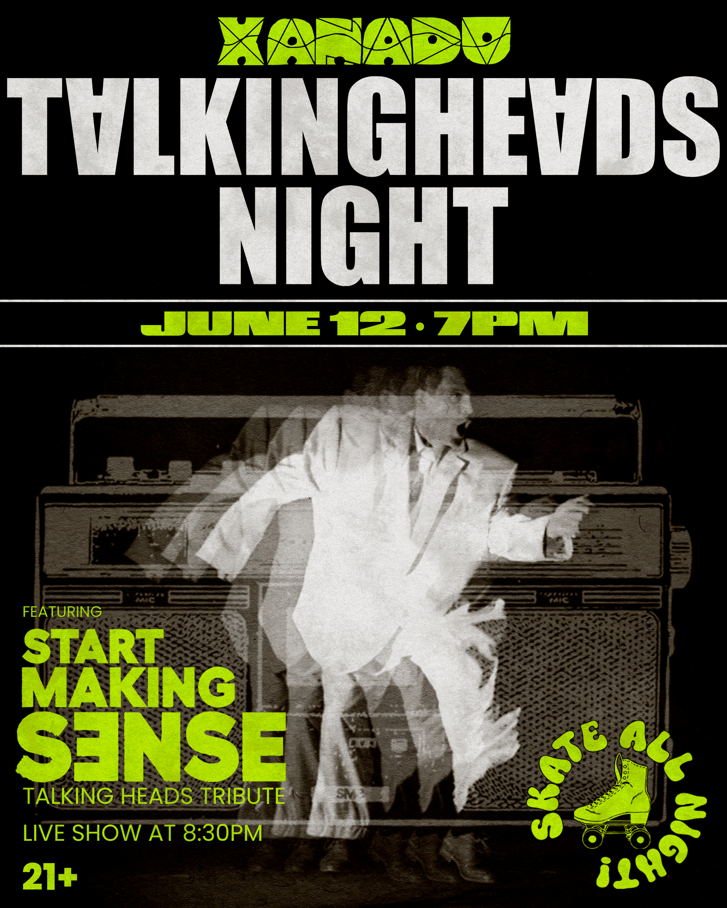 Flyer for Xanadu Talking Heads Night