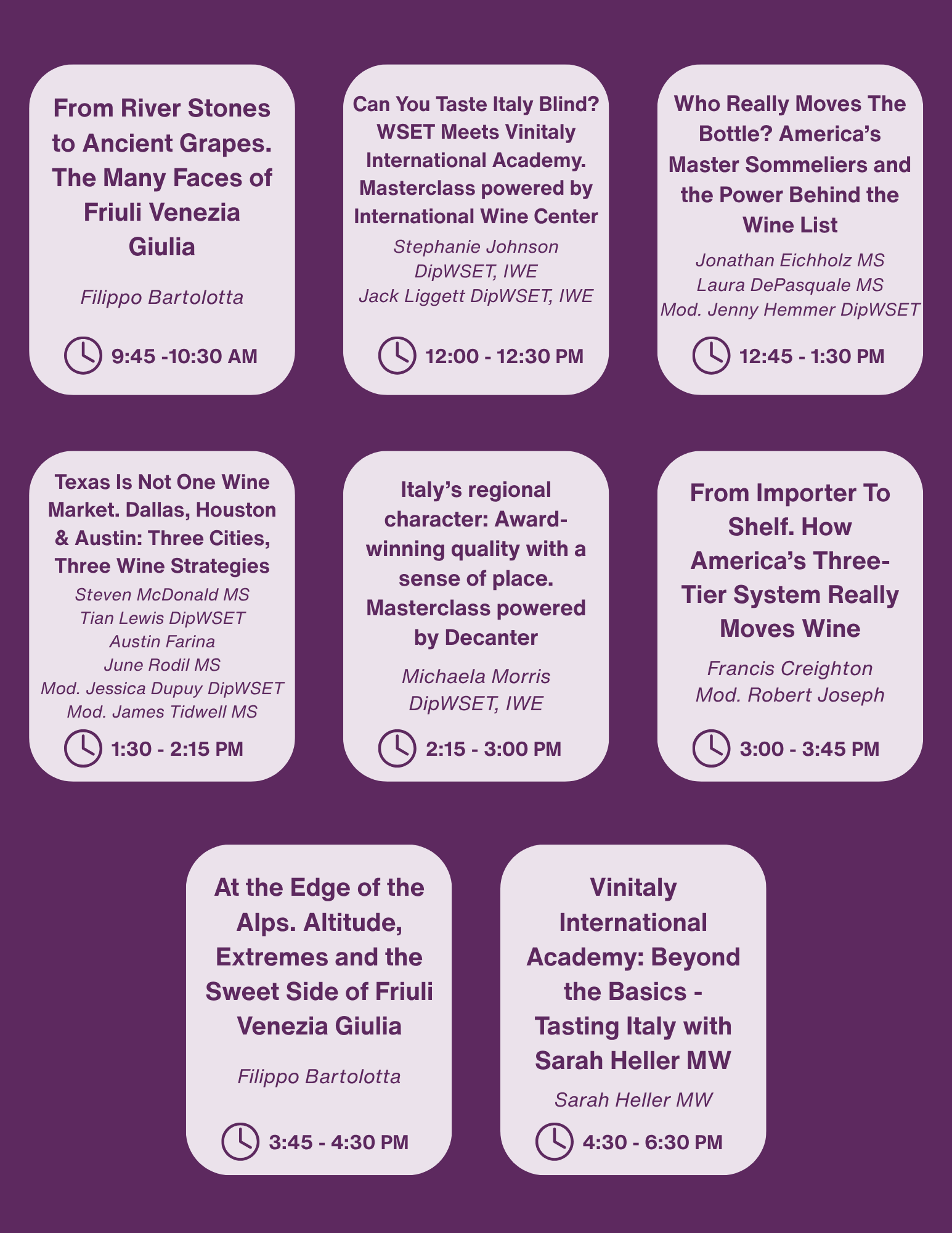 Flyer for Vinitaly International Academy: Beyond the Basics - Tasting Italy with Sarah Heller MW