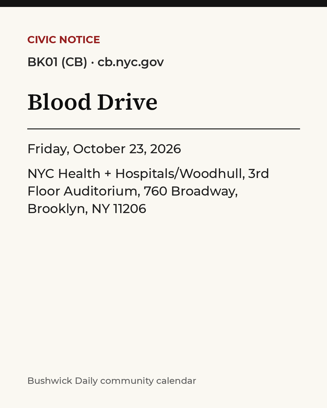 Flyer for Blood Drive