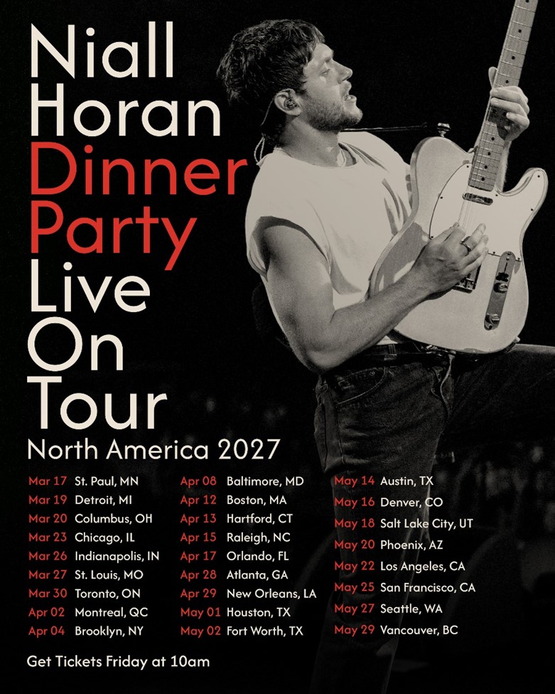 Flyer for Niall Horan Dinner Party Live On Tour