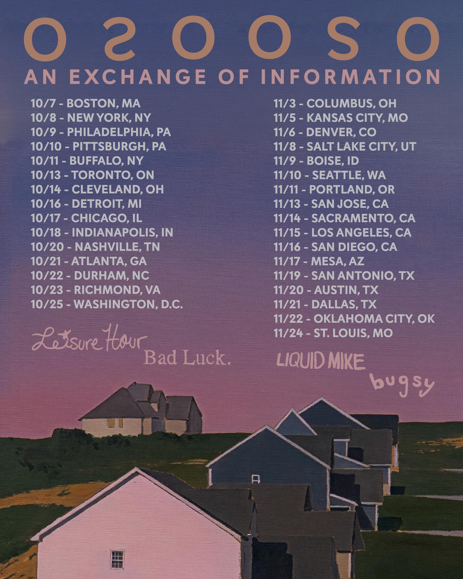 Flyer for Oso Oso with Leisure Hour + Bad Luck