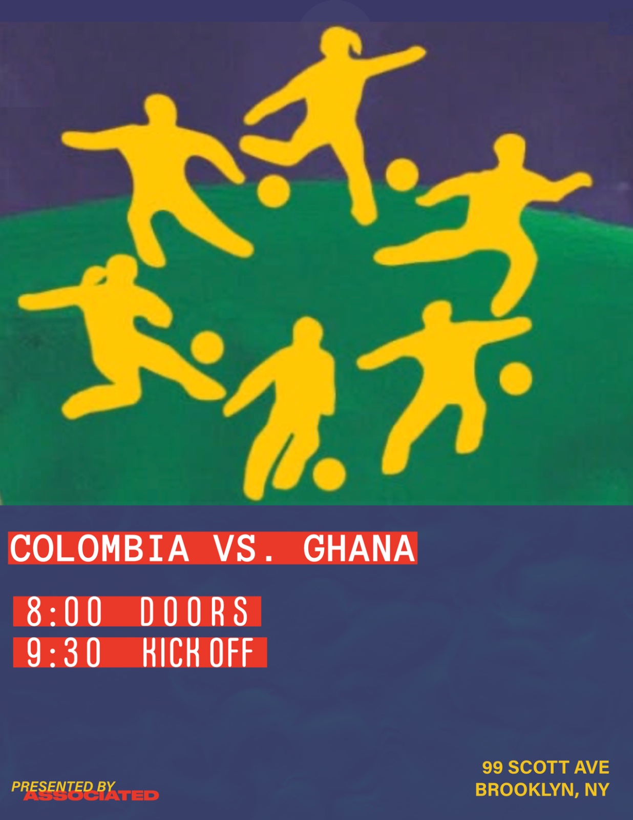 Flyer for Colombia vs Ghana Watch Party