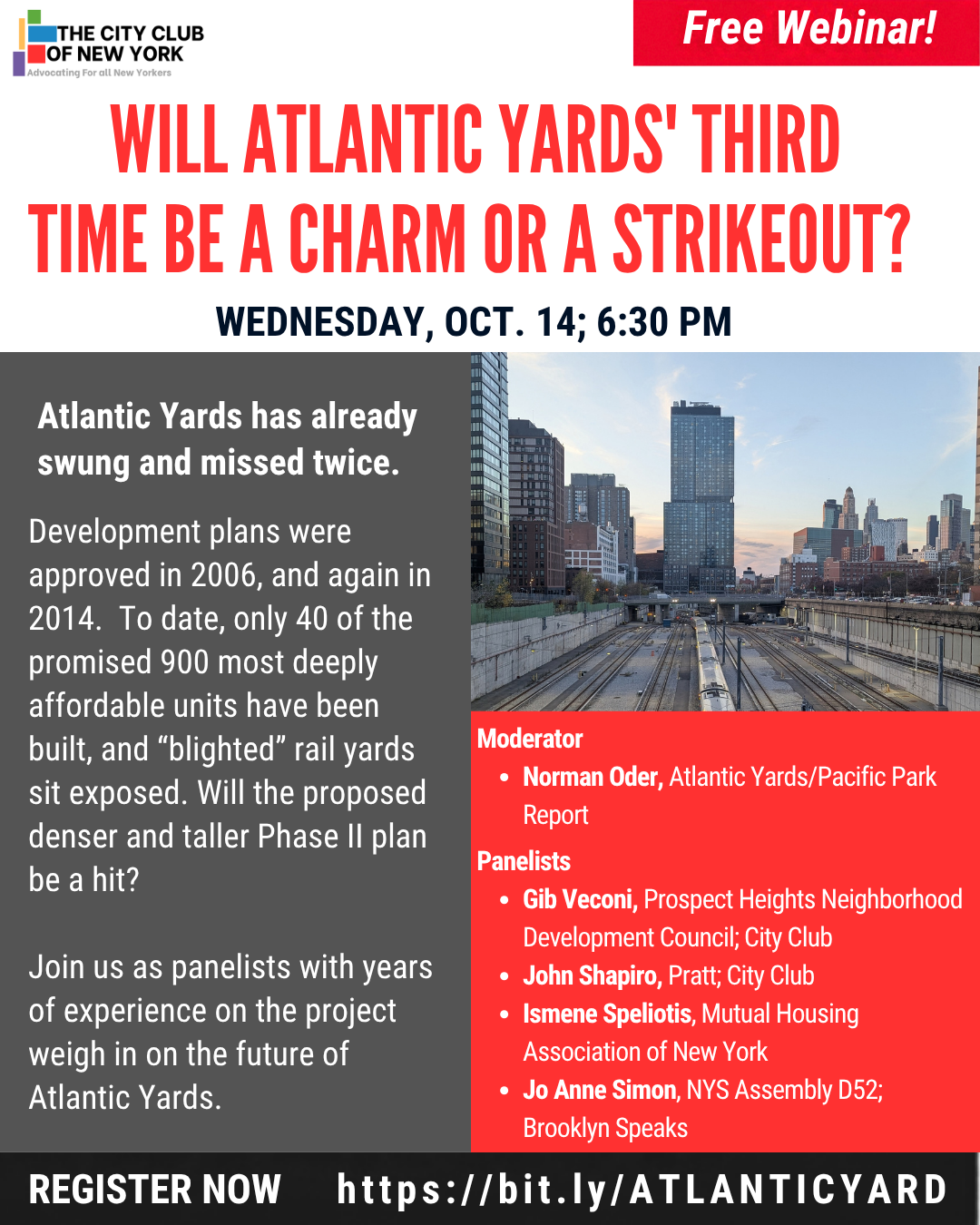 Flyer for WILL ATLANTIC YARDS' THIRD TIME BE A CHARM OR A STRIKEOUT?