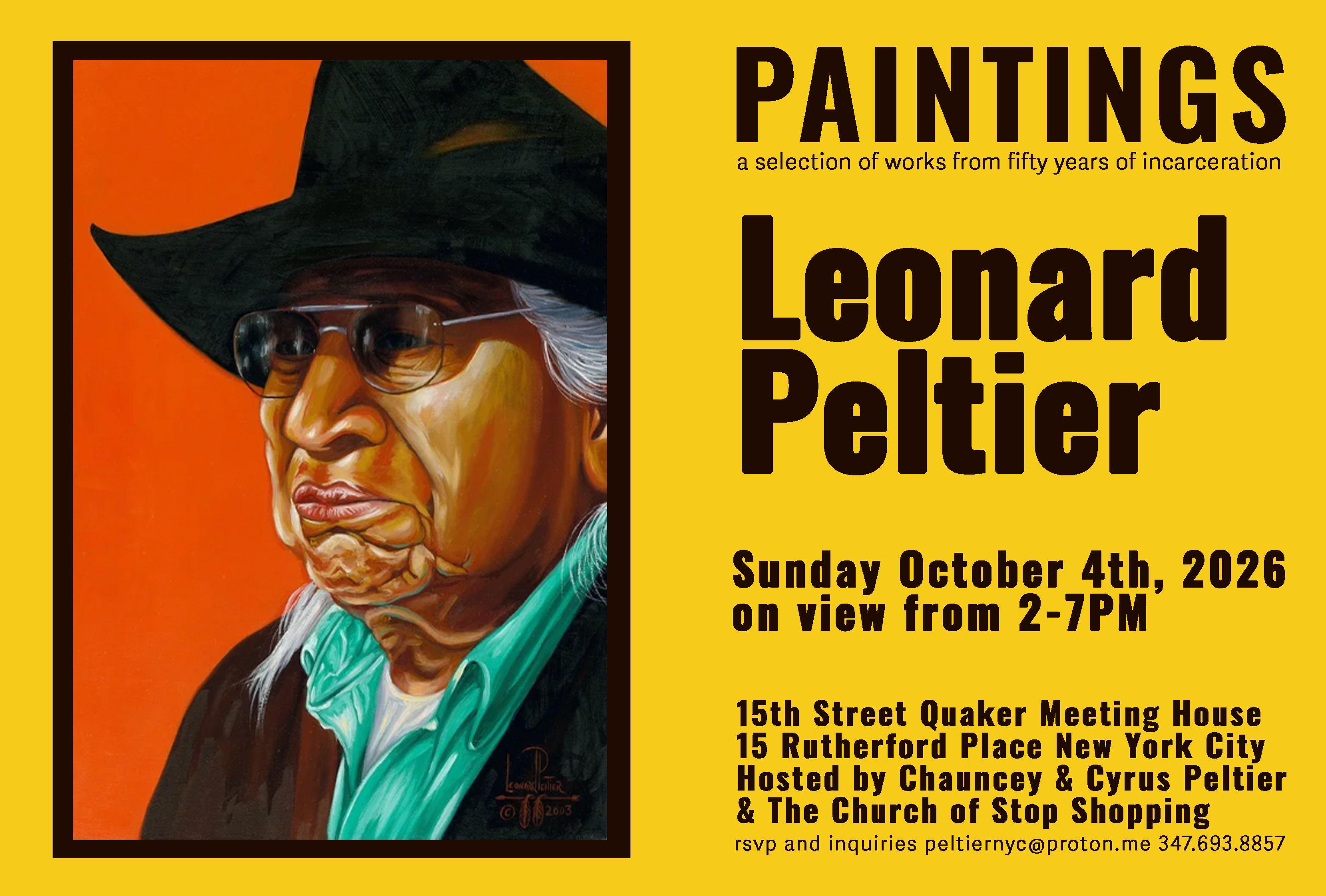 Flyer for The Paintings of Leonard Peltier