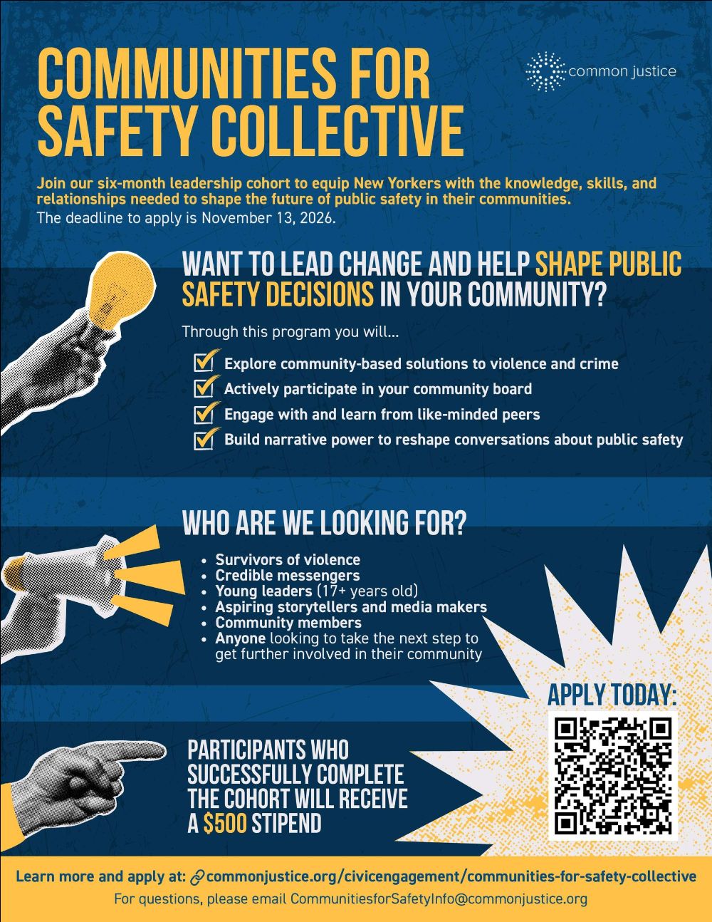 Flyer for Communities for Safety Collective - Leadership Cohort Application