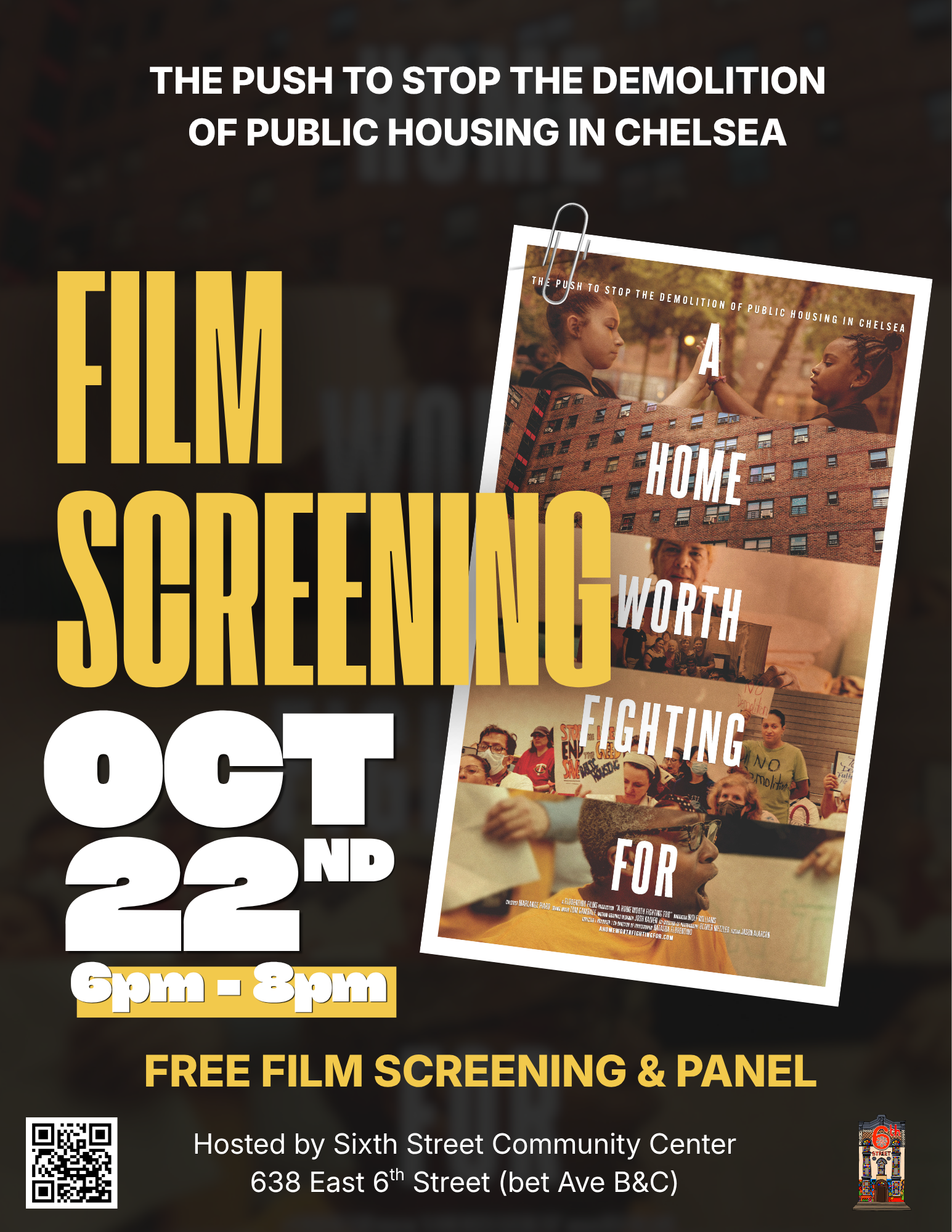 Flyer for A Home Worth Fighting For Film Screening & Panel Discussion