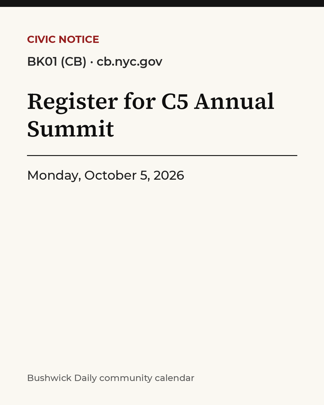 Flyer for Register for C5 Annual Summit