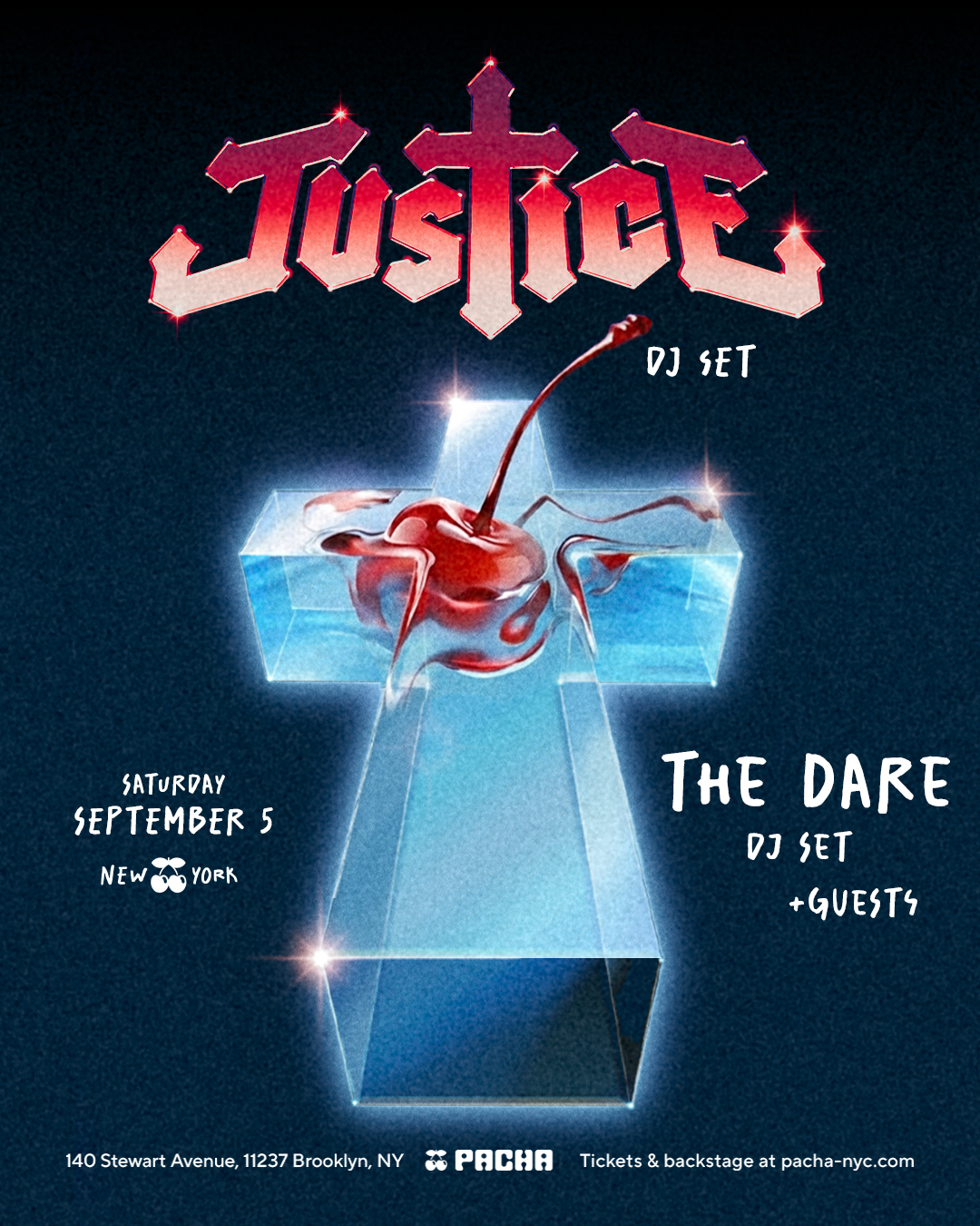 Flyer for The Dare Joins Justice at Pacha New York